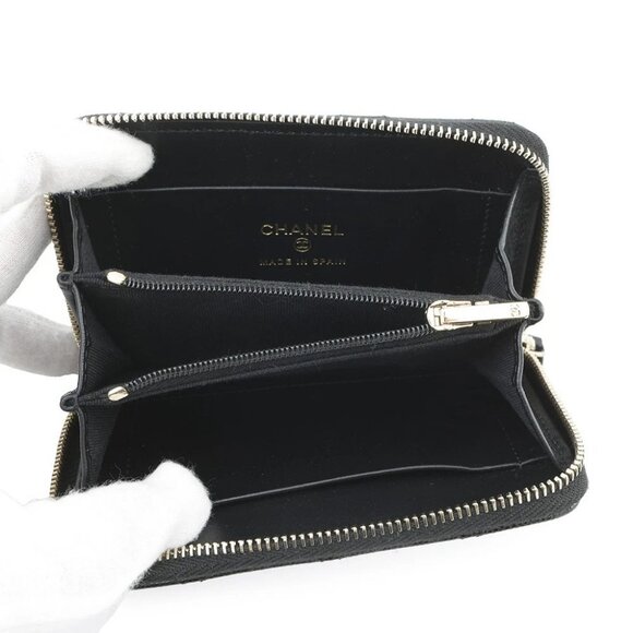 CHANEL Matelasse Classic Zip Coin Purse Calfskin/Rhinestone Black - Picture 6 of 15